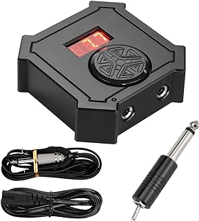 ATOMUS Black Dial Tattoo Power Supply for Shader and Liner Machine with Clip Cord Small Foot Pedal LED Digital Display Power Supply for Tattoo Beginner Artist (Power Supply+Cord+Pedal Switch)