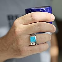 Vista 8 de Sterling Silver Rings for Men - Style Mens Sterling Silver Ring with Onyx or Turquoise Stone, Anillos Para Hombre