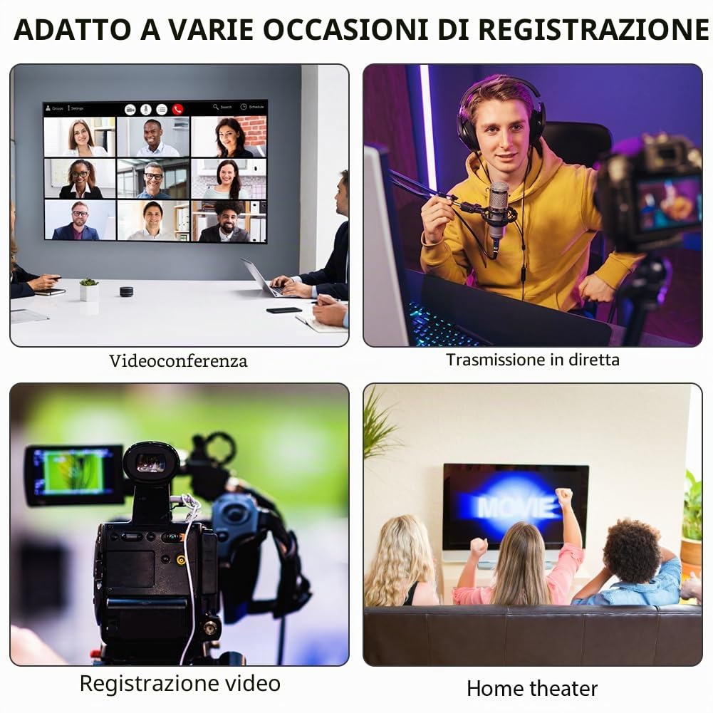 AXFEE HDMI USB Game Capture Card, 4K 1080P Video Acquisizione a Type-C Adattatore per Giochi, Streaming, Insegnamento, Videoconferenza, Dal Viv