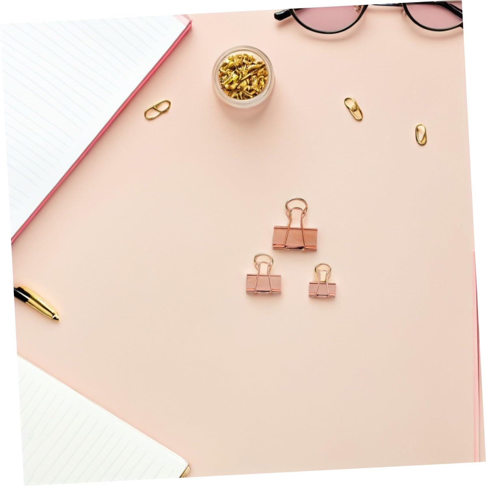 Veemoon 112 Piezas Clips de carpeta de metal pinzas papeleria clips de metal Rose Gold