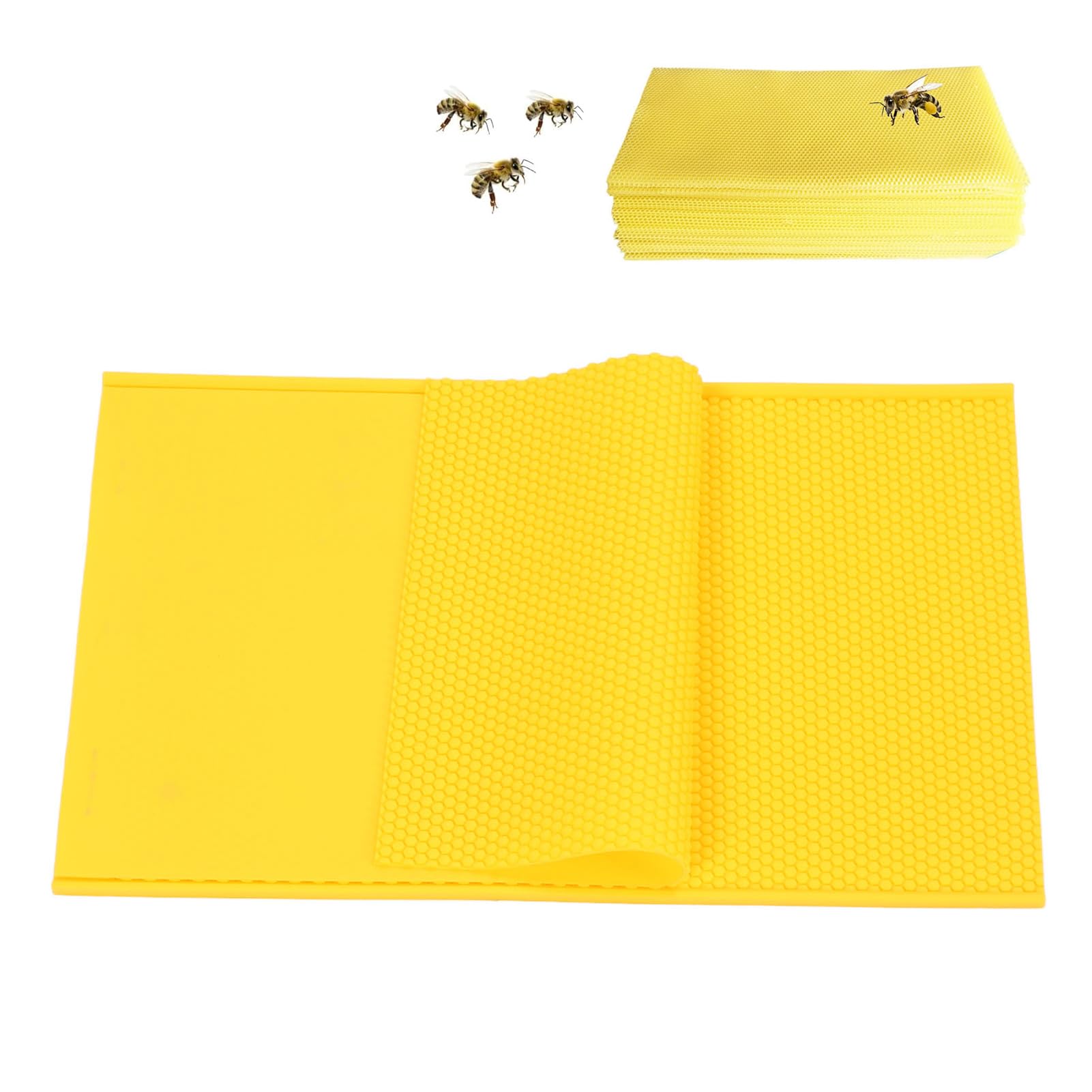 Silikonbienenwachsblattform, 2pcs Bienenwachs -Presseblattblechausrüstung Tragbar, Einfach zu Reinigen, Wiederverwendbar, Bienenwachspresse für die Imkerei (YELLOW)