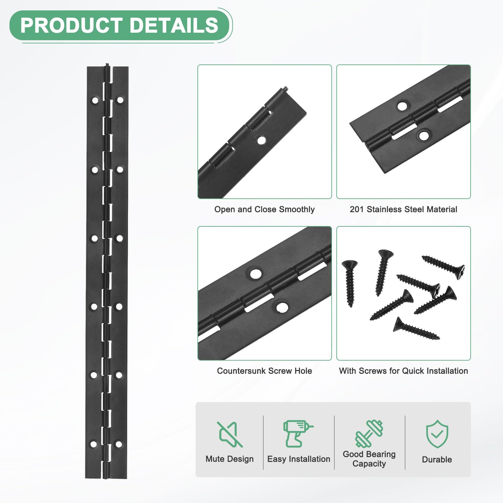 M METERXITY 6-Pack Piano Hinges - Image 2