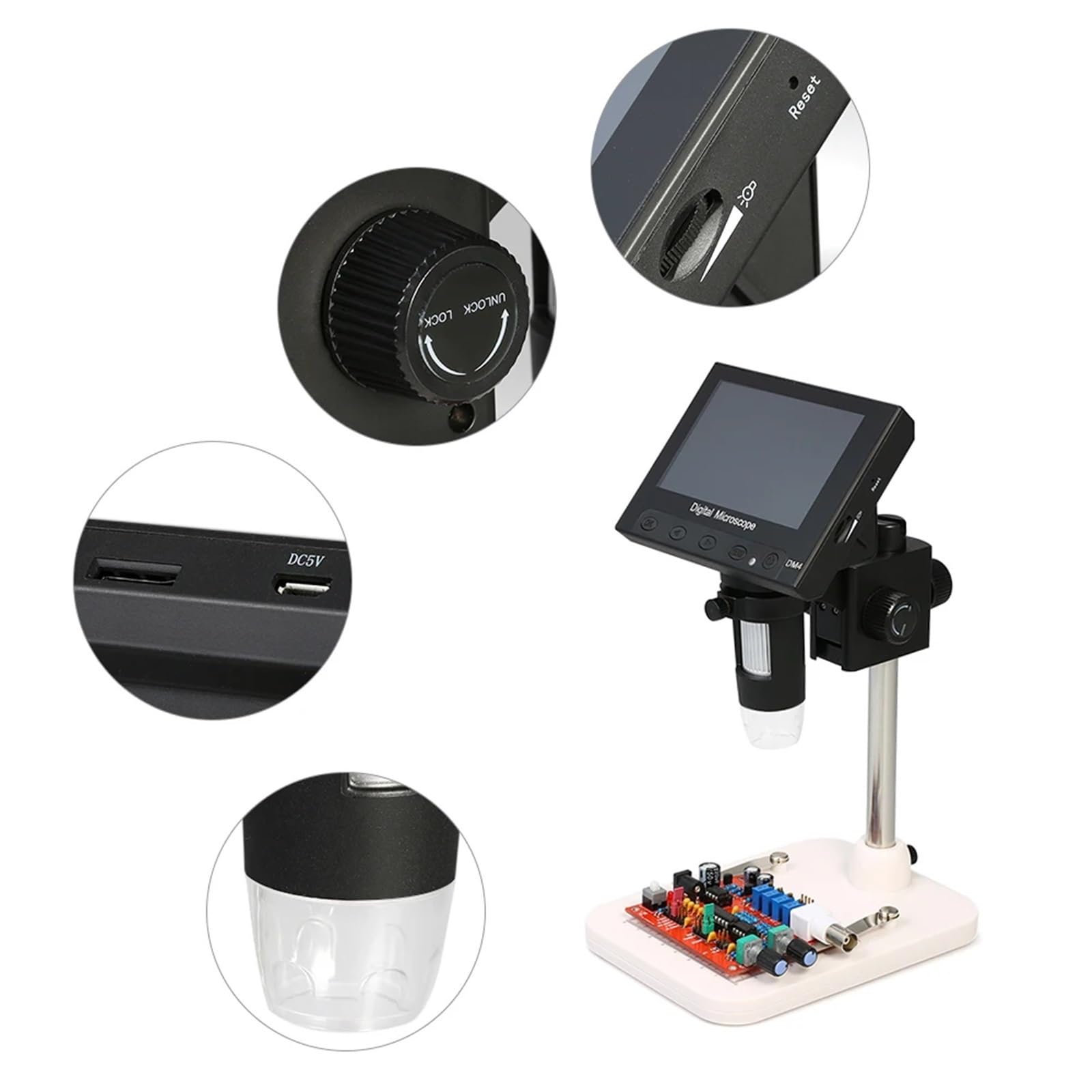 Digitales Mikroskop. Tragbares LCD-Mikroskop 4,3 Zoll Mit LED-Digitallupe 720P Tragbar
