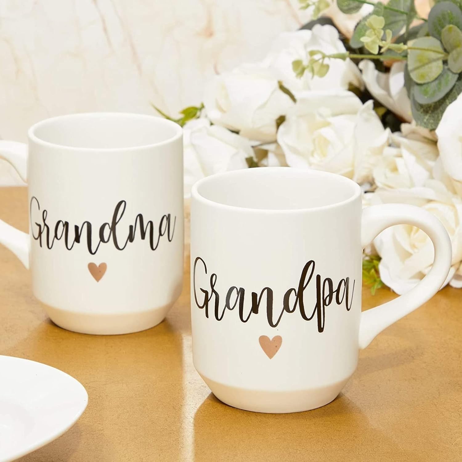Sparkle and Bash Grandma & Grandpa Mugs - 15 Oz White 2-Pack Ceramic Modern - Grandparent Announcement Coffee Mug Set - Gifts for Grandparents First Time - Image 2