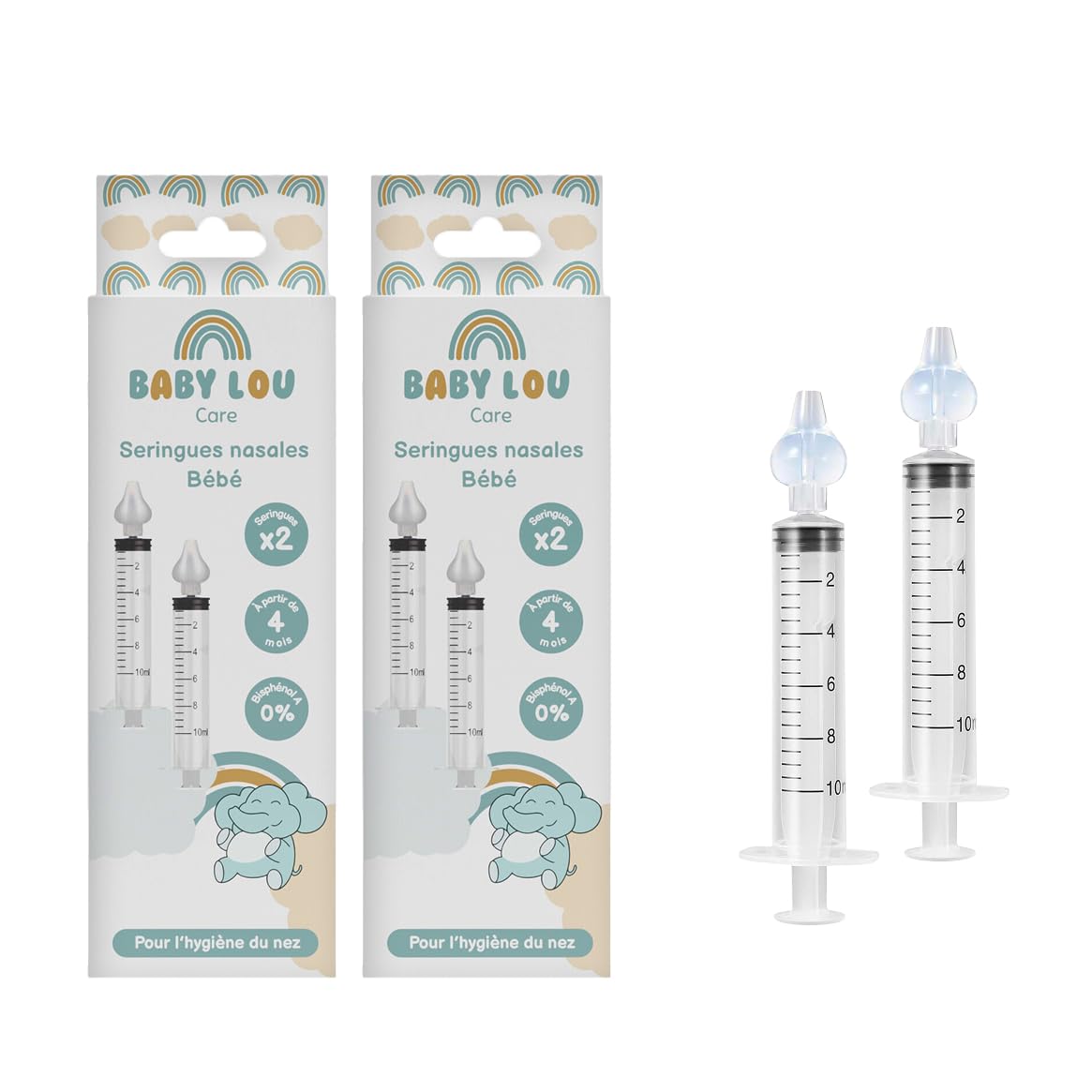 BABYLOU CARE | Nasenspritzen für Babys | 4er-Pack | Nasenreinigung und Nasenspülung | Wiederverwendbar und bisphenolfrei | Ab 4 Monaten