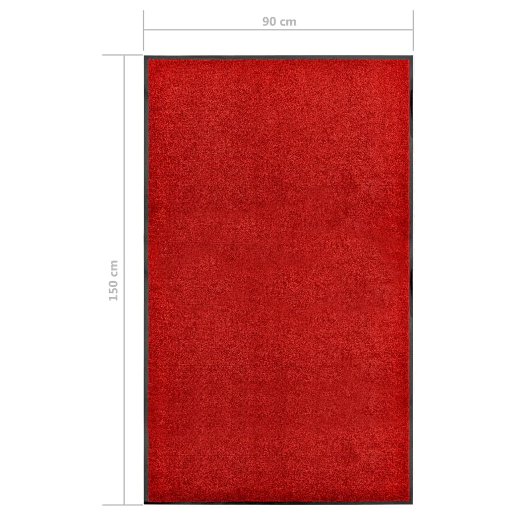 vidaXL Zerbino Lavabile Moquette Tappetino Entrata Esterno Complementi Arredo Tessili Casa Tappeto Stuoino Ingresso Passatoia Rosso 90x150 cm