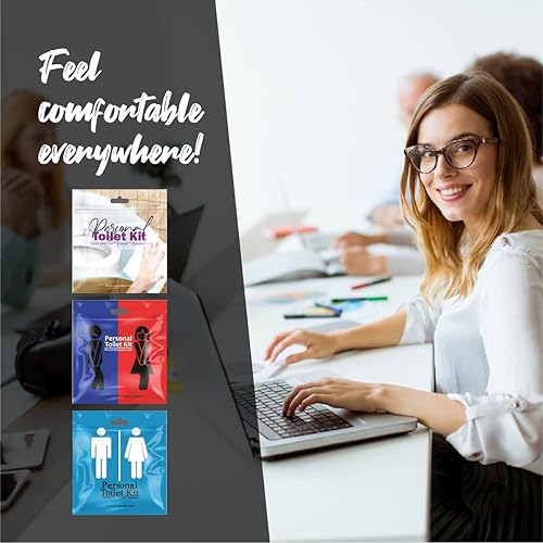 Miniatura 3 de pH Advantage 3 x Kit de inodoro personal  Kit de baño público  Papel higiénico, funda de asiento de inodoro, toallitas de limpieza (figuras azul