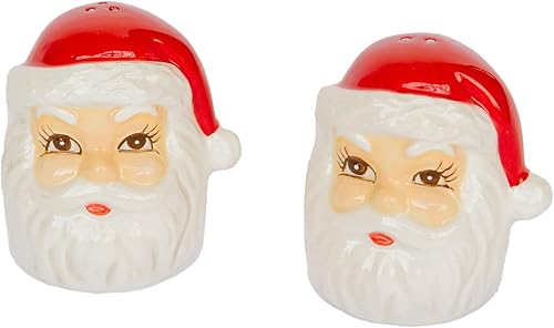 Mary Square 46365 Holly Jolly Santa Rojo y Blanco 6.5 x 3.5 Juego de salero y pimentero de cerámica