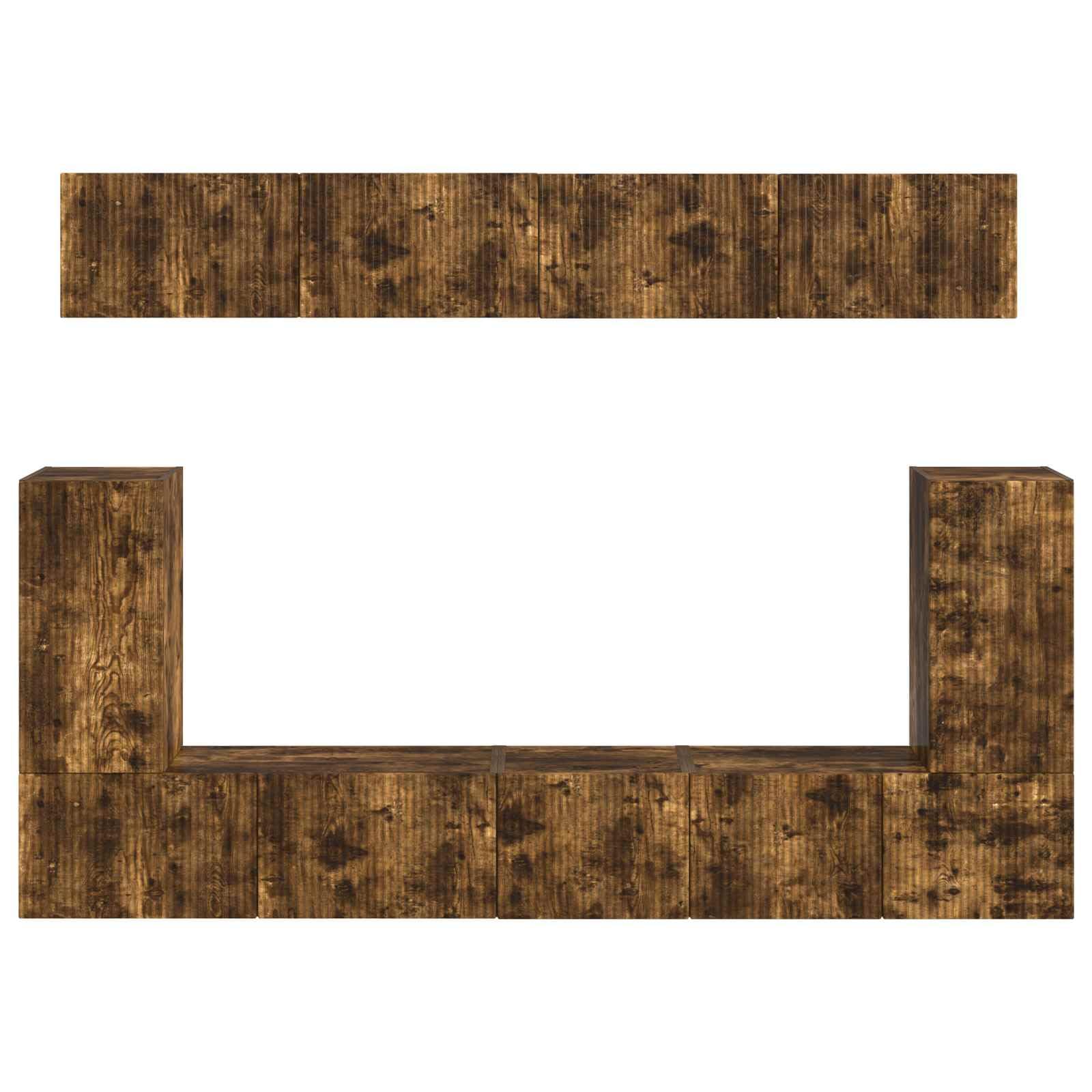 TV-Schrankset 5-teilig, Geräucherte Eiche Holzwerkstoff, Wandmontage, Modernes Media-Center für Wohnzimmer, Vielseitiger Stauraum, 98 x 31 x 29,5 cm
