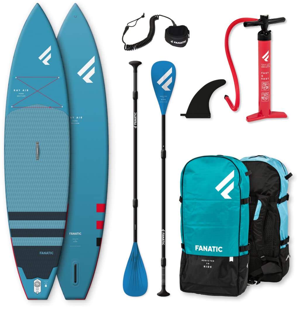 FanaticRay Air 12'6" Inflatable SUP Stand Up Paddle Boarding Package - Board, Bag, Pump & Paddle - Lightweight