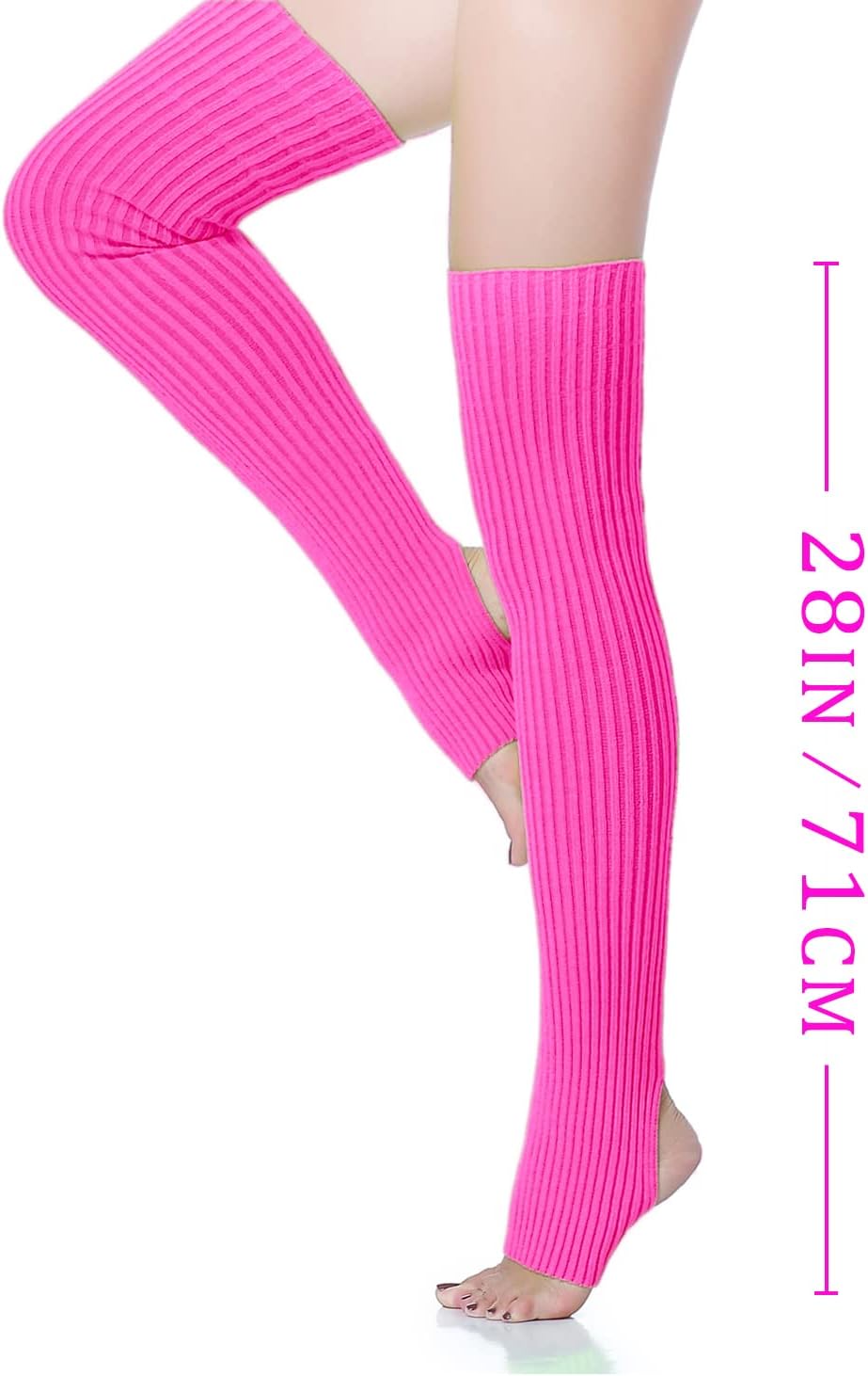 v28 Long Leg Warmer, Women’s Men 80s Party Ribbed Knit Dance Sports - Image 3