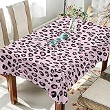 CHIFIGNO Tischdecke mit Leopardenmuster, waschbar, Polyester, dekorative Tischdecke für Küche, Esszimmer, Party, Heimdekoration, 137 x 137 cm, Rosa