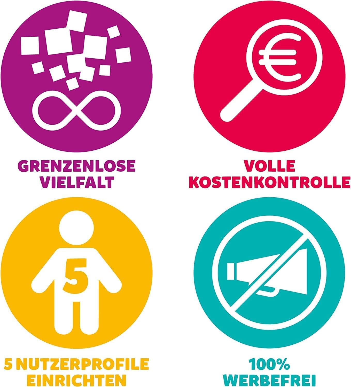 tigermedia tigertones-Ticket (DIGITAL) sofort vergübar 12 Monate Audio-Streaming 20.000 Hörspiele Hörbücher Kindermusik tigerbox 5 Profile | Aktivierungscode per Email