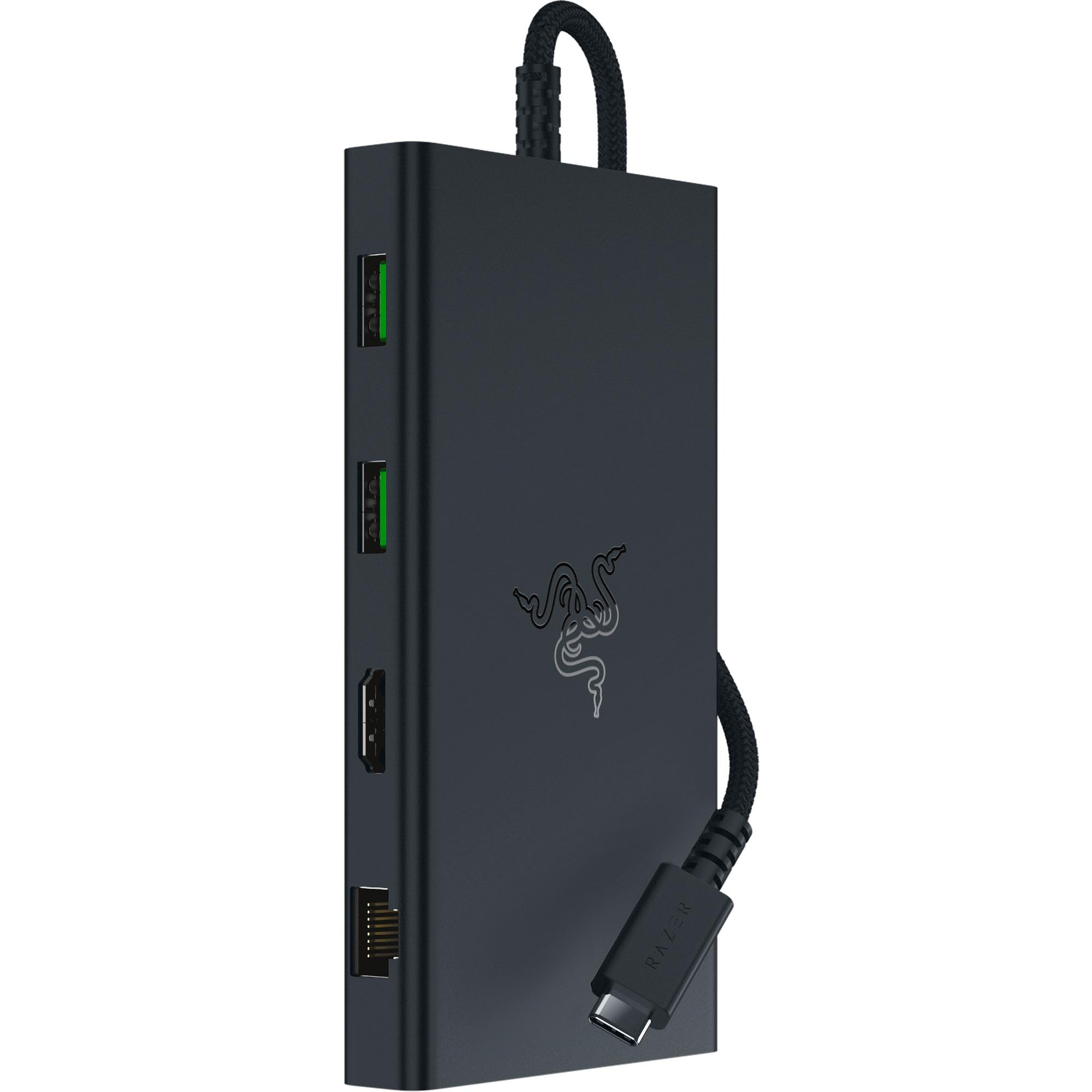 Razer USB-C Dock - 11 Anschlüsse mit HDMI, Gigabit-Ethernet, 3,5mm-Audio-Anschluss, USB-A & -C, kompatibel mit Windows und Mac (Bildschirm-Ausgabe mit 4K, 7.1 Surround Sound) Schwarz