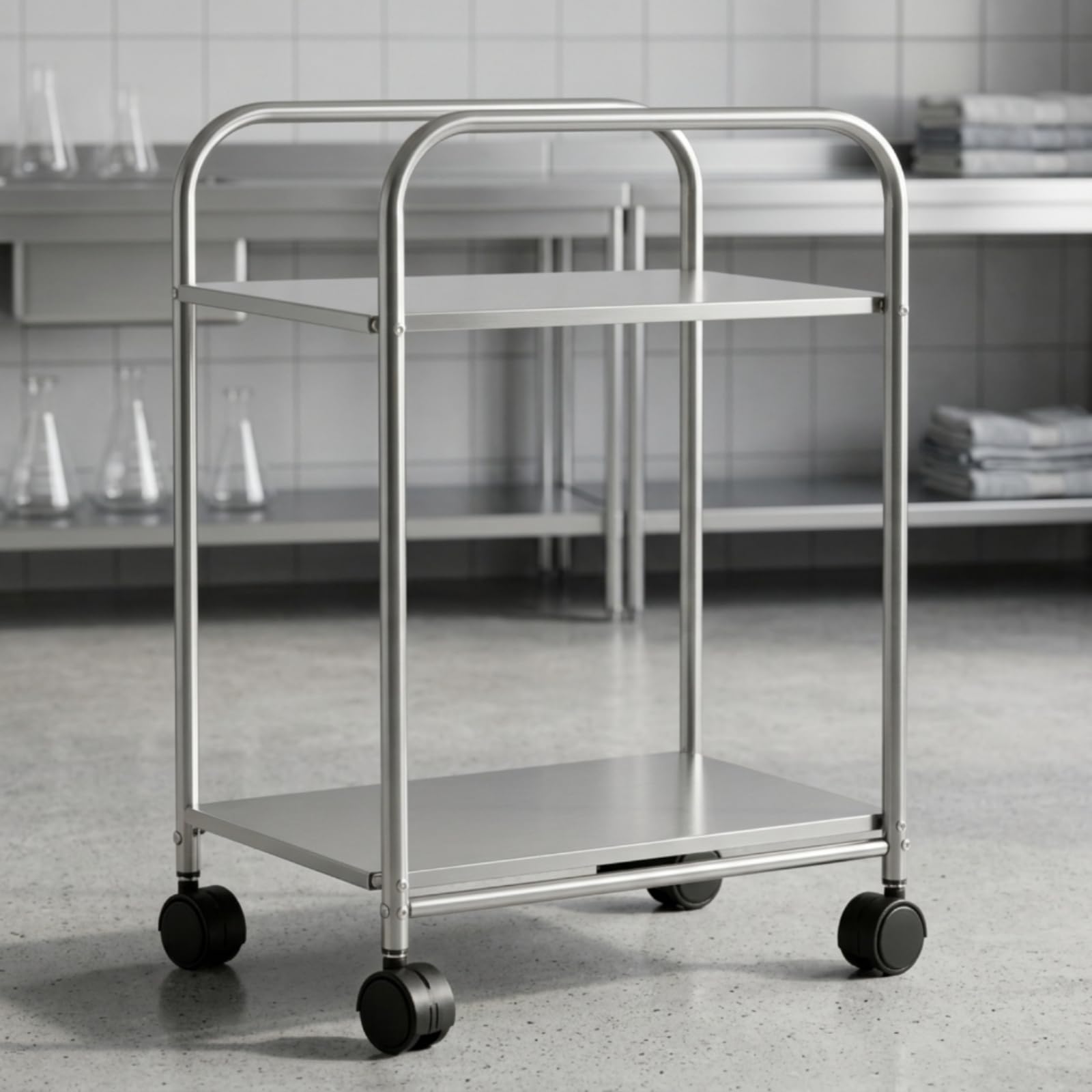 Carro de Almacenamiento Móvil Estantería Organizador Estante Carrito con Estructura de Acero Inoxidable Resistente y Diseño Abierto Ahorrador de, Moderno Simple, Dos Niveles Sin Ruedas