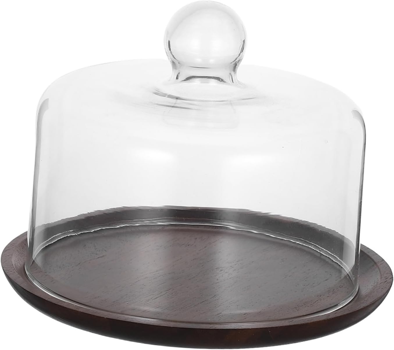 Alipis 1 Set Cake Glass Cover Dustproof Cake Stand Stick on Clock for Dashboard Decorations Dome Lampshade Dimmable Lampshades Crucible Bowl Display Stand Cake Stand Fixture Glass + Wood