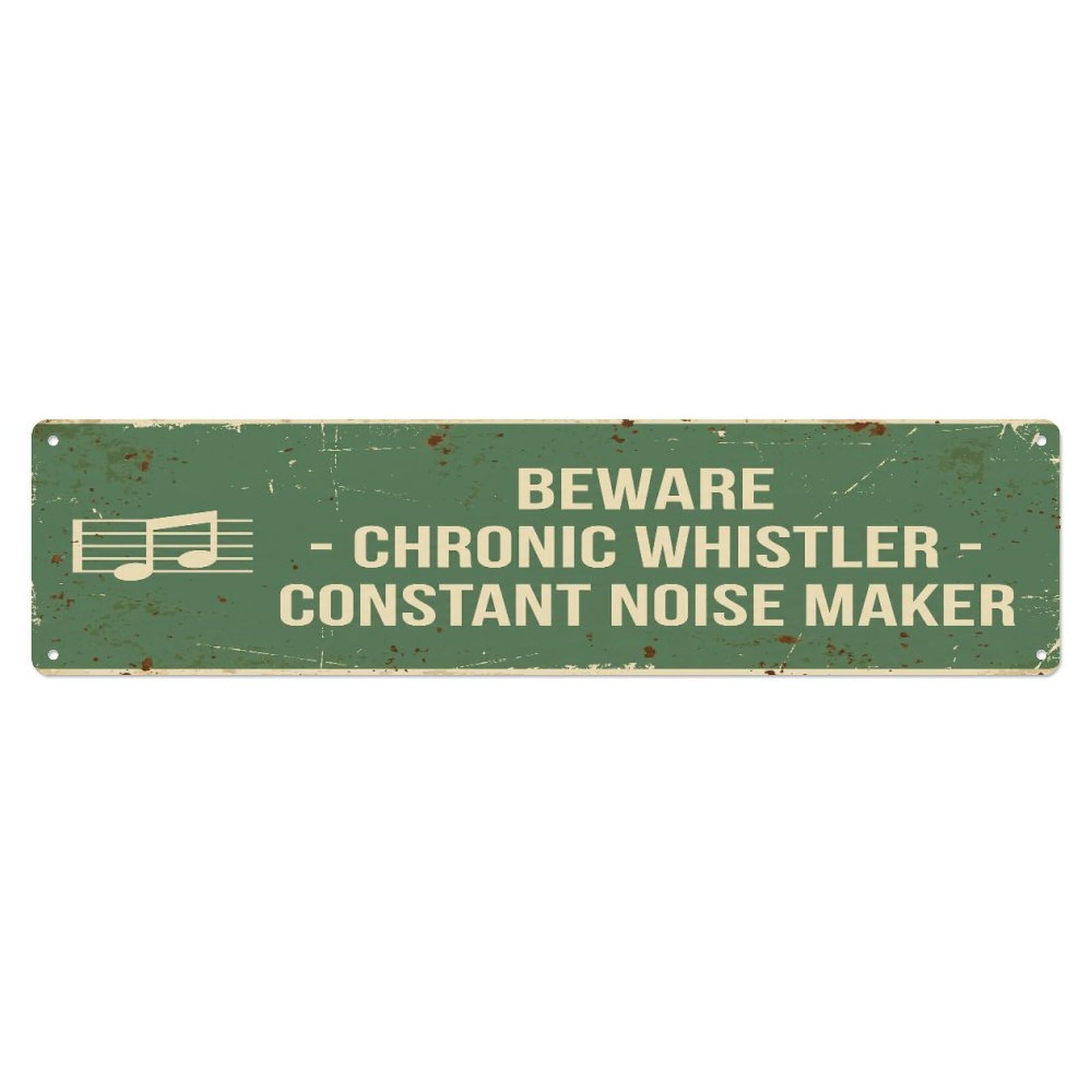 Fqcyn Style Metal Tin Sign Vintage Funny Beware Chronic Whistler Warning