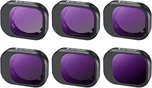 K&F Concept 6 Pack ND Filter Kit Compatible with DJI Mini 4 Pro, (ND4 ND8 ND16 ND32 ND64 ND1000) Multi-Coated Neutral Density Optical Glass Filters