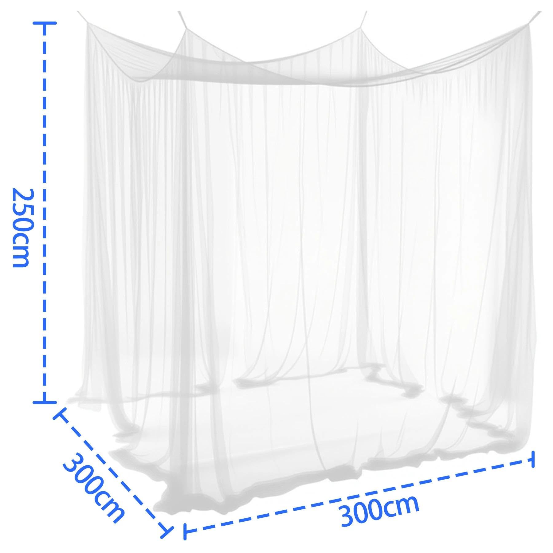 Moskitiera 300 x 300 x 250 cm, do użytku na zewnątrz, ochrona przed owadami do pawilonu, ogrodu, na taras, łóżko kempingowe, siatka 220, drobna siatka z 1 drzwiami, biała