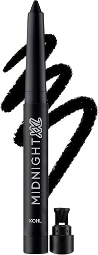 RENEE Midnight XXL Kajal | Black Kohl Pencil with Built-in Sharpener | Waterproof, Smudge-proof, 24Hr Long-Lasting | Ultr...