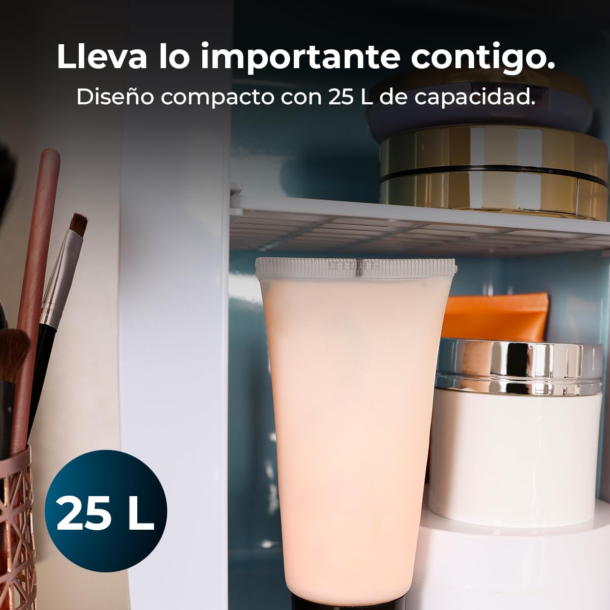 Cecotec Mini Réfrigérateur Bolero MiniCooling 25L Bahamas Mint. Design compact, polyvalent 12V-220V, refroidit jusqu'à 7ºC et chauffe jusqu'à 65ºC, idéal pour voyages. - 4