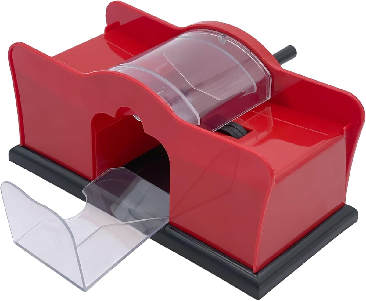 CHH Hand Cranked Card Shuffler – Manual Card Shuffler for Standard or Bridge-Sized Playing Cards – Quiet and Easy to Use - Designed for 2 Decks