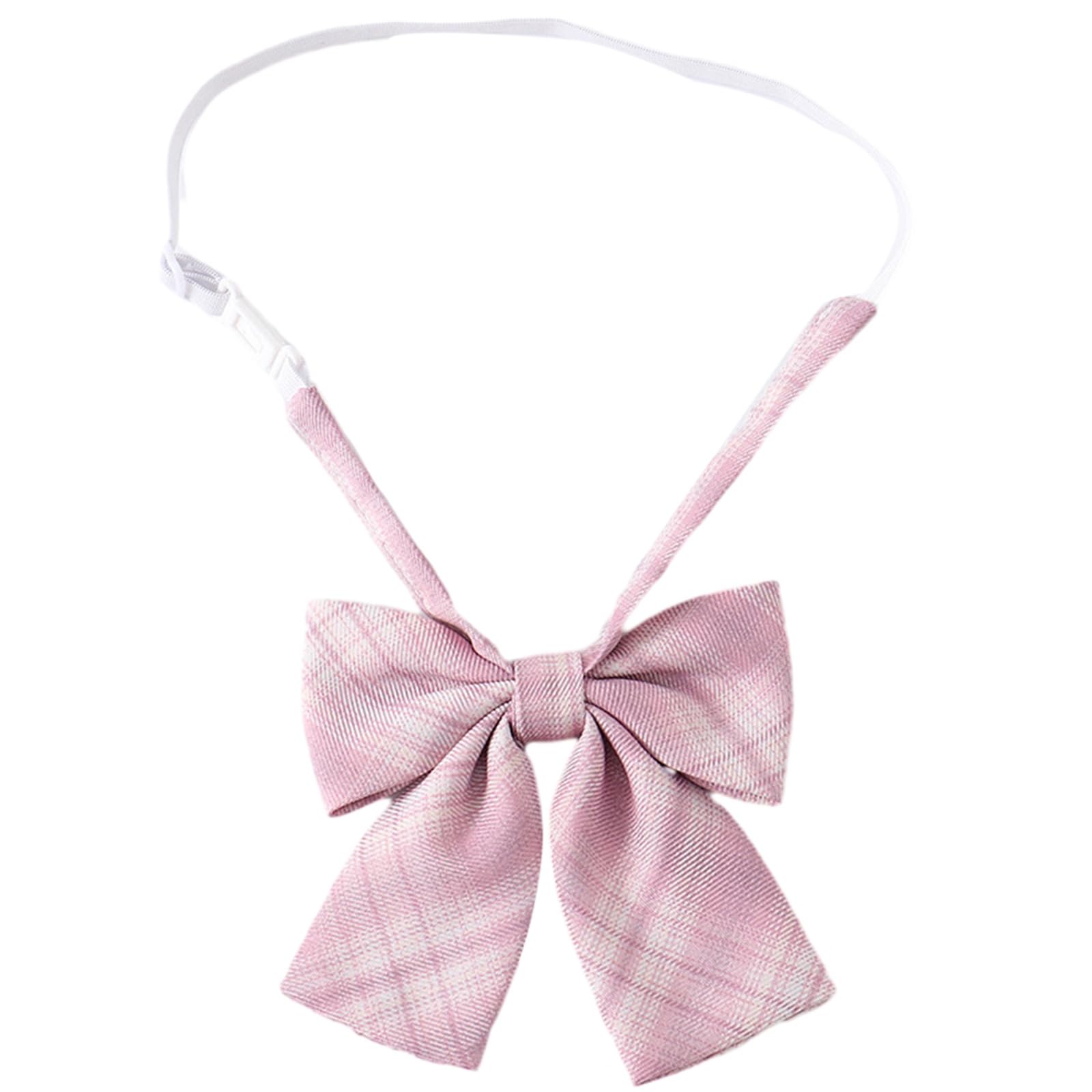 Yeselino Adjusted Pre-Tied Necktie Elegant Pink Checkered Neck Tie Japanese JK Cosplay Bowtie Bowknot For School Uniform Neckwear Japanese College Bowtie