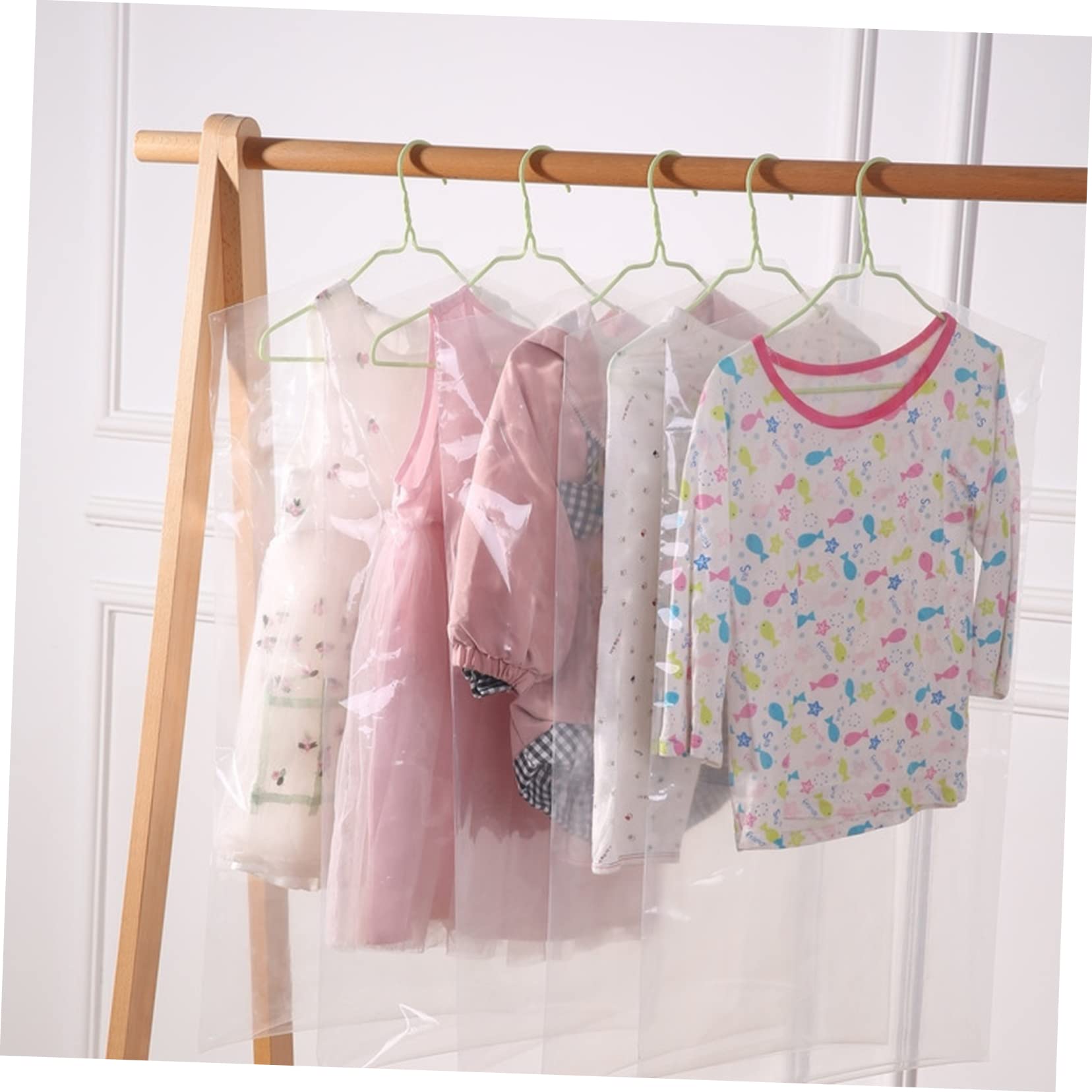Zerodeko Transparente Kleidersäcke Wiederverwendbare Staubschutzhüllen 50 Stück aus PE für Kinderkleidung Platzsparend zum Aufhängen und Lagern von Mänteln und Hemden