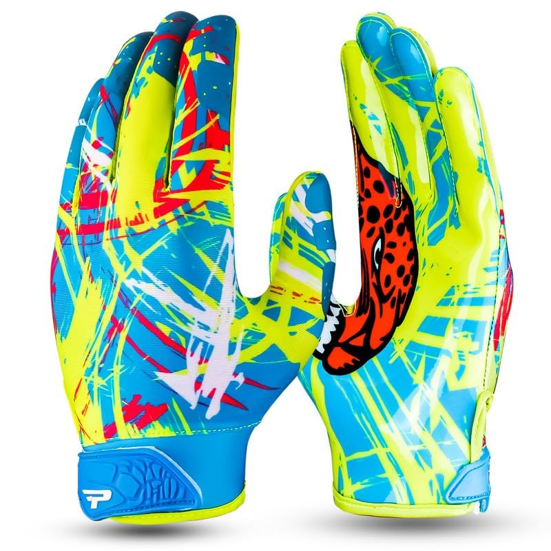 PLAYEUR Premium Football Gloves for Kids Youth & Adults-Premium Sticky Receiver with Adaptive Fit Technology-Ultra-Grip Performance