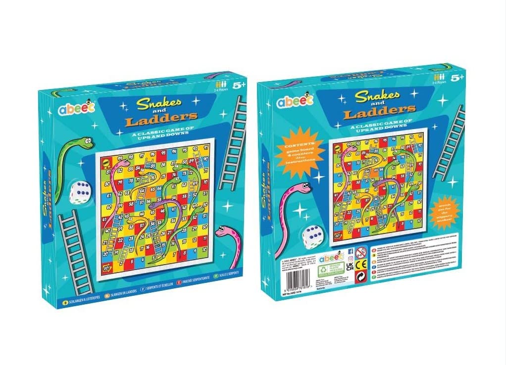 Buy abeec Snakes and Ladders Board Game Kids Board Games Includes Classic Game Board, Counters