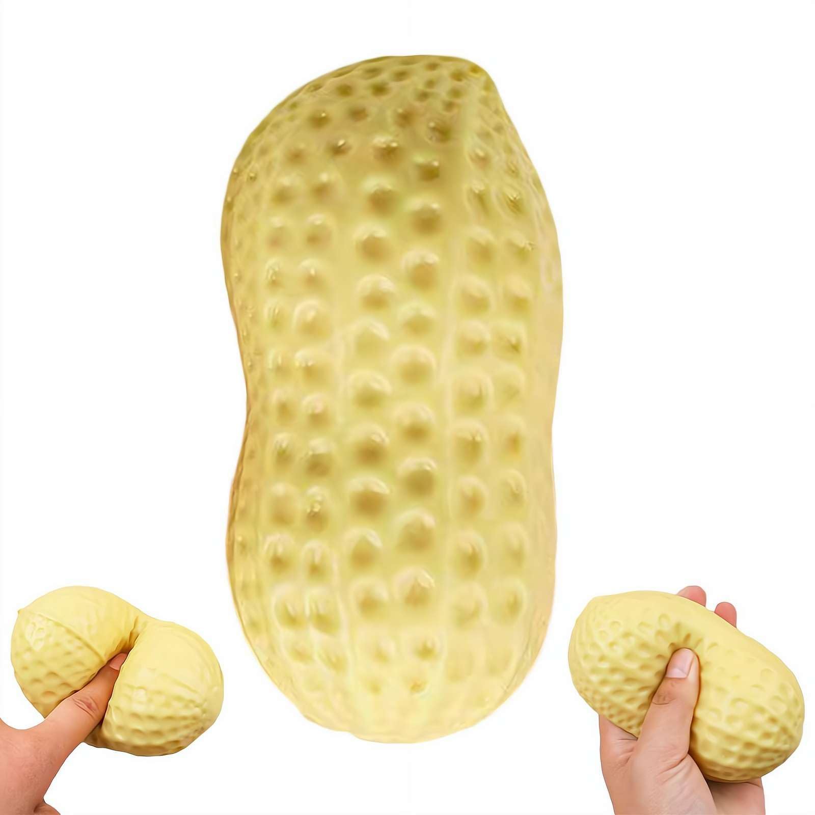 Peanut Shaped Squishes Stress Balls, Cute Anxiety Relief Toy, Soft Squeeze Decompression Dough for Adults, Simulation Food Squishies Bun