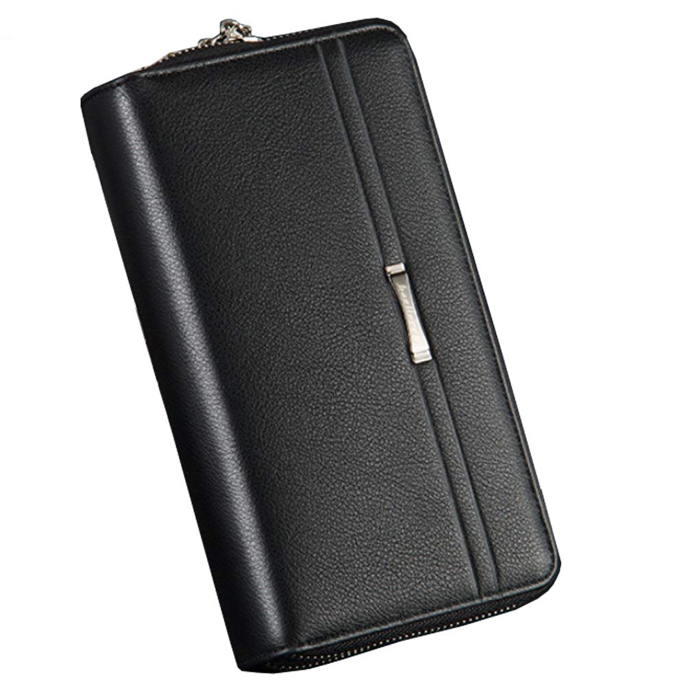 Vintage Cuir Sac à Main Portefeuille D'embrayage Pour Hommes Phone Titulaire Sac De Poignet Wristlet Poche à Monnaie Business Noir