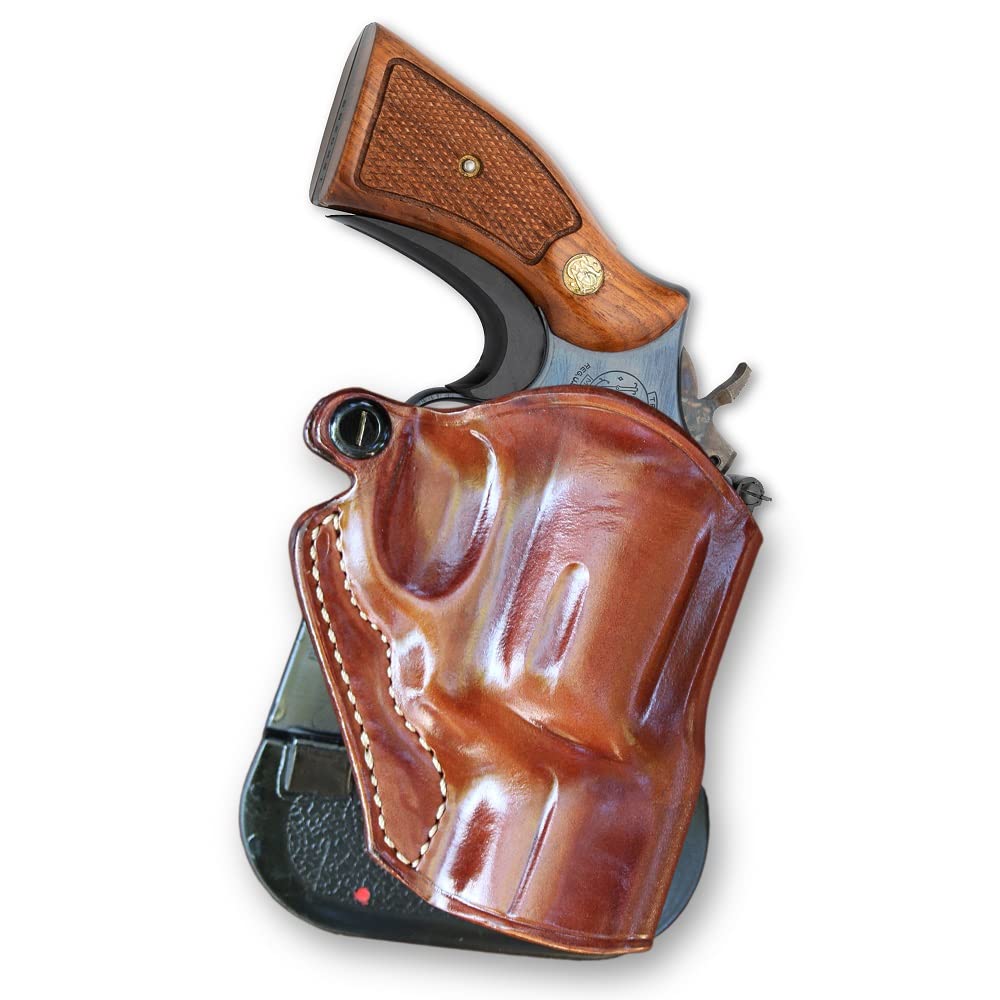 Premium Leather OWB Paddle Holster Open Top Fits Model 15 2-inch, Right-Hand Draw, Brown #1331#