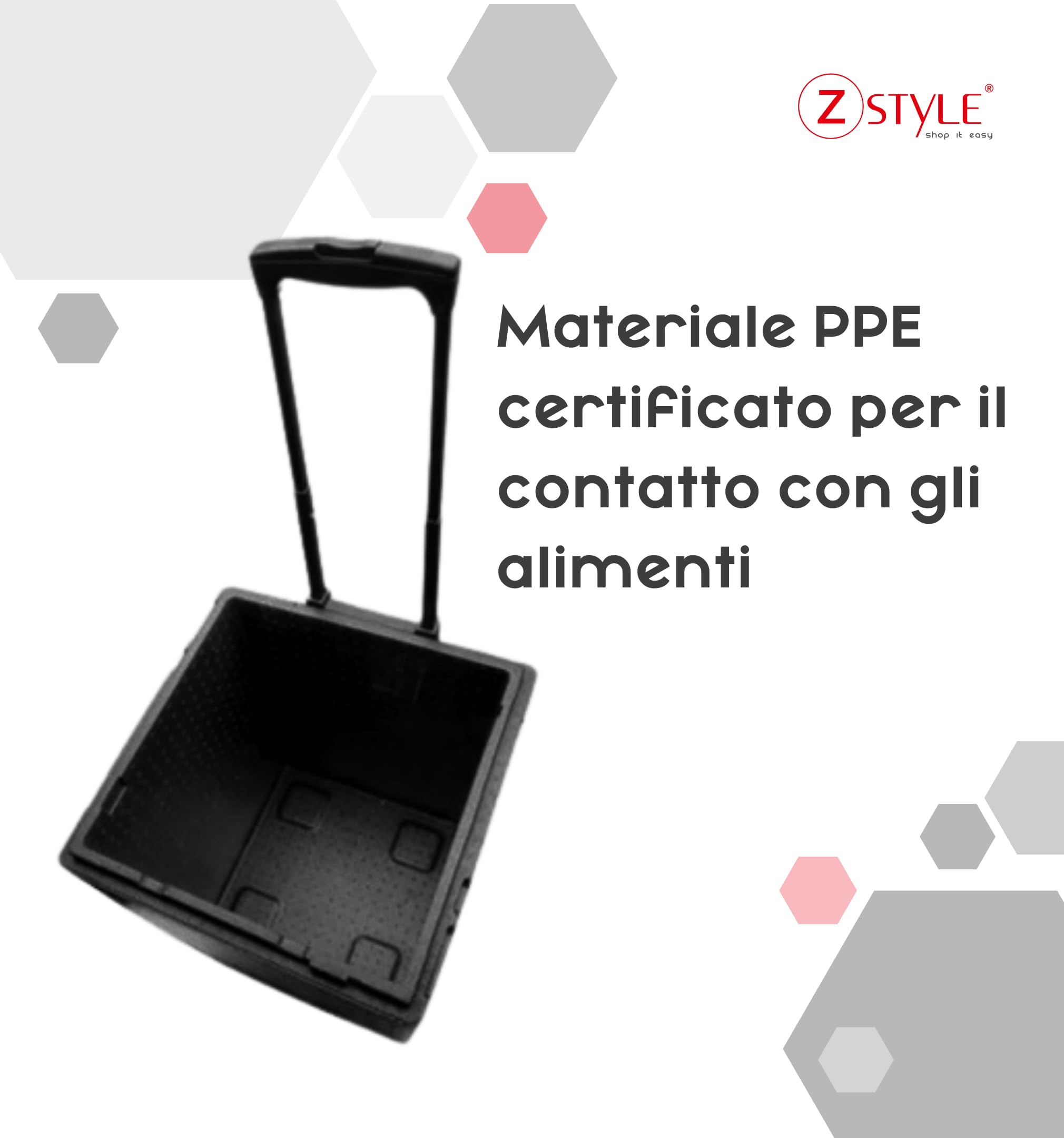 ZStyle Contenitore Termico in EPP Con Coperchio - Trolley Termico - Isolato - Box - Professionale - Isolante Per Alimenti Caldi e Freddi - Catering - Scatola Isotermica - Litri