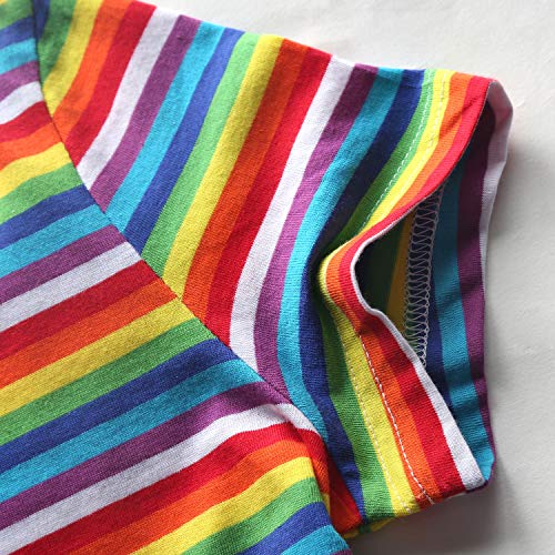 Rainbow T Shirt Women Striped Crew Neck Short Sleeve Stripes Tee Top Stripped4