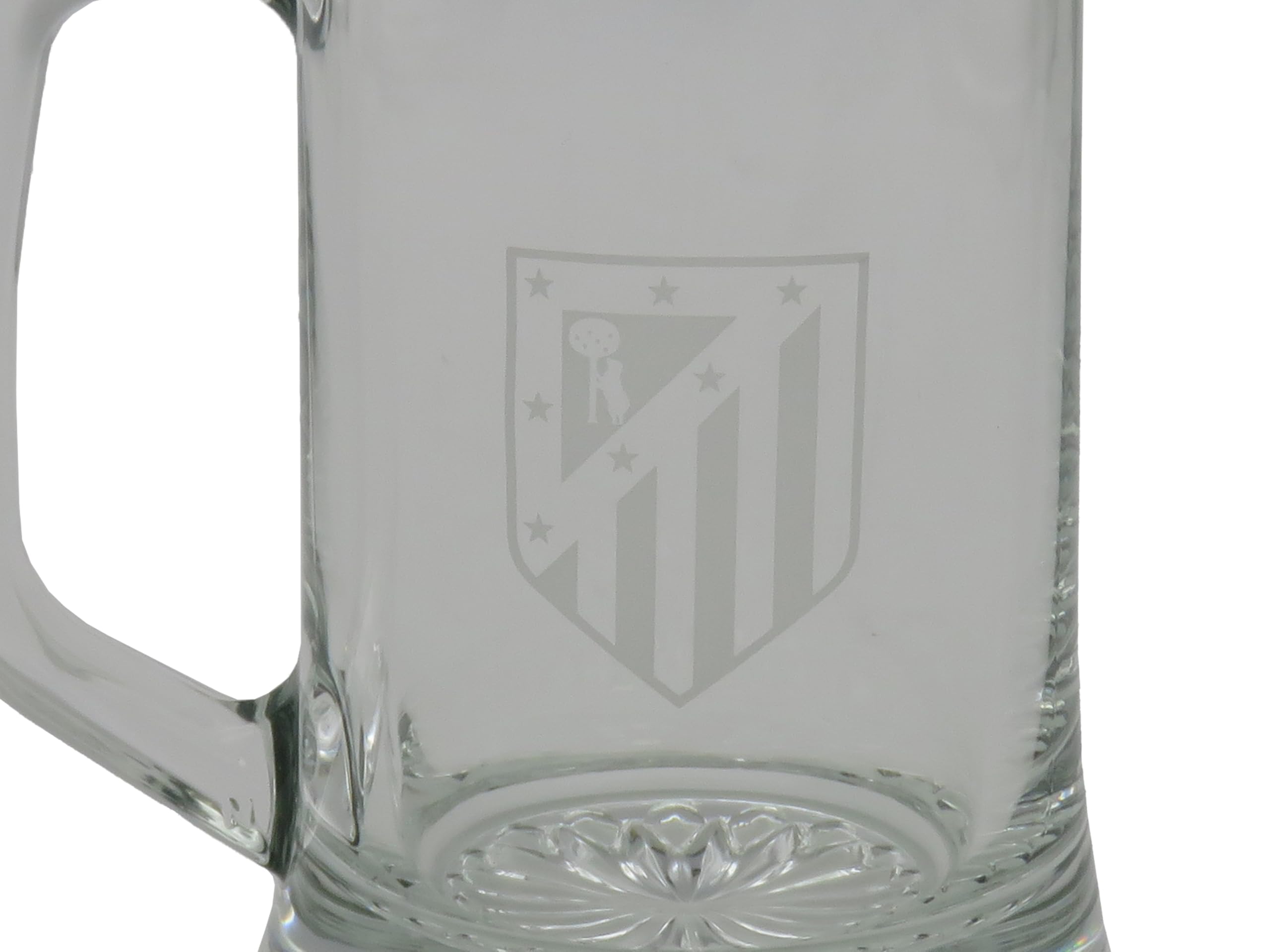 CYPBRANDS Atlético de Madrid, Jarra de Cerveza, Vidrio, Gran Capacidad 280 ml, Asa Cómoda, Apta para Lavavajillas y Microondas, Transparente
