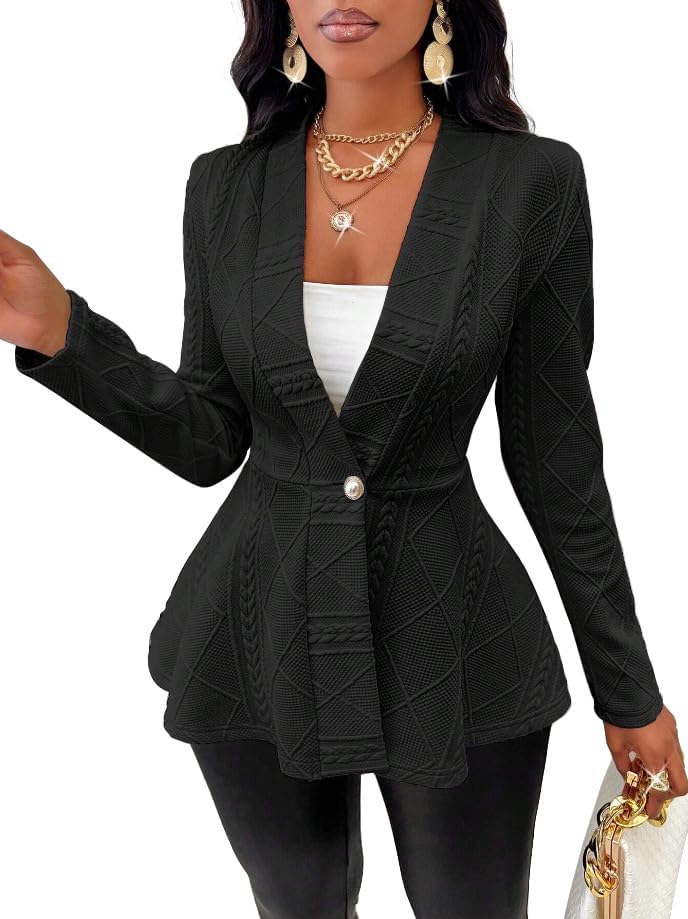 SKAYS Blazers for Women Business Casual Long Sleeve Solid Blazers & Suit Jackets Office Button Knit Cardigan