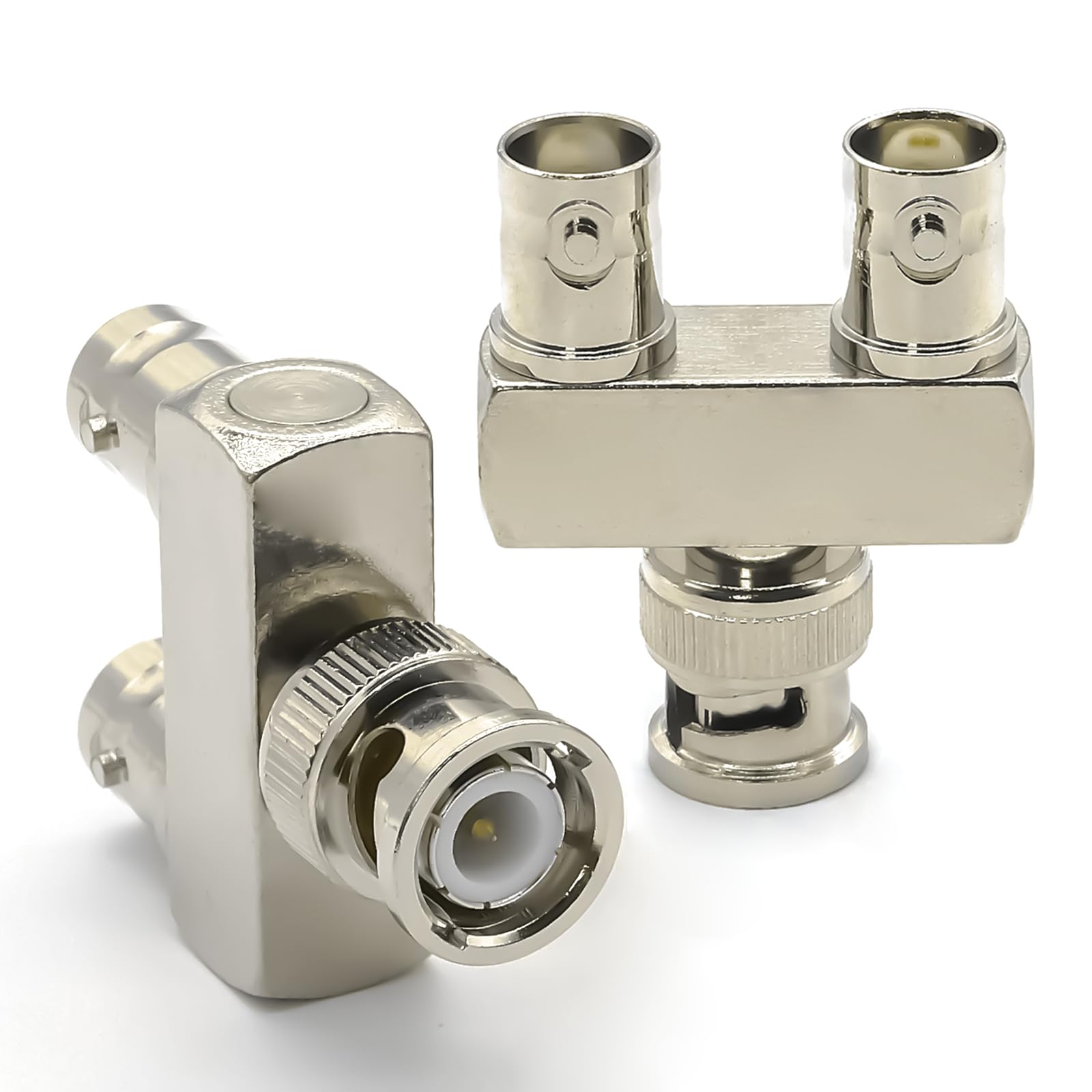 Ahoaepy 2PCS Dual BNC Tee Antenna Connector, Low Loss BNC Male to Dual Female Radio T Splitter Adapter for CB Radio Scanners,LMR, LMA, Video, FPV