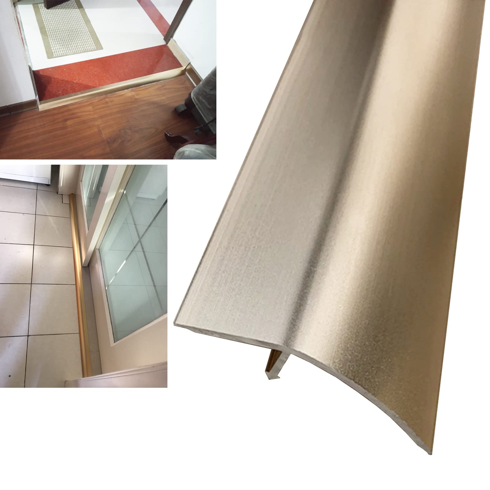 Door Threshold Bar Transition Strip for Floor/Door/Doors/Uneven Floors,5cm/2inch Wide Self Adhesive Aluminum Transition Strips (Color: Gold,Size: 140cm/55)