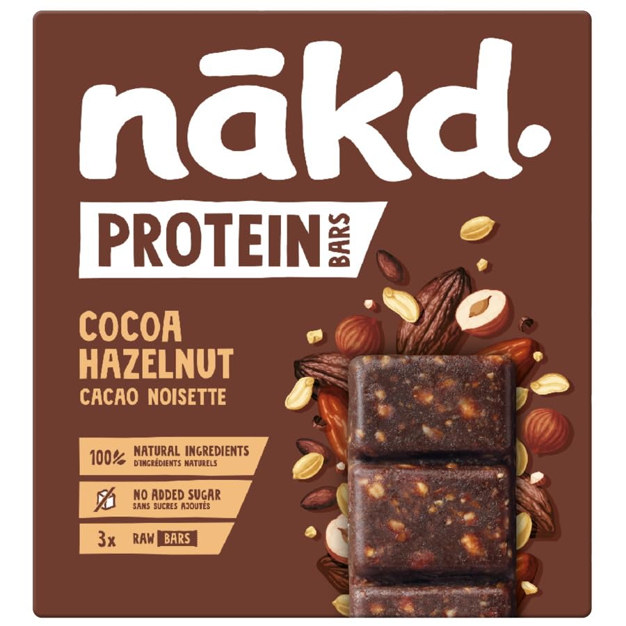 Nakd Cocoa ヘーゼルナッツプロテインバー - ビーガン - グルテンフリー - ヘルシースナック、45g (36バーパック)