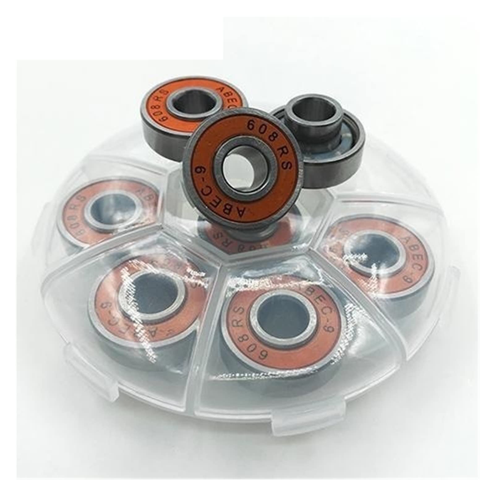 ACTEBUIPSH Bearings 8PCS 608rs Skateboard Bearing ABEC-9 Integrated Spacer Longboard 608 Danceboard Double Rocker Fishboard(Orange)