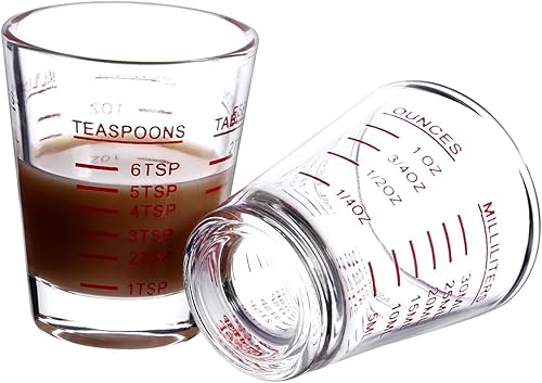 Miniatura 3 de Vasos de chupito, vaso medidor, líquido pesado, copa de vino, vaso de chupito de espresso, medición incremental, 1 oz, 6 cucharaditas, 2 cucharadas,