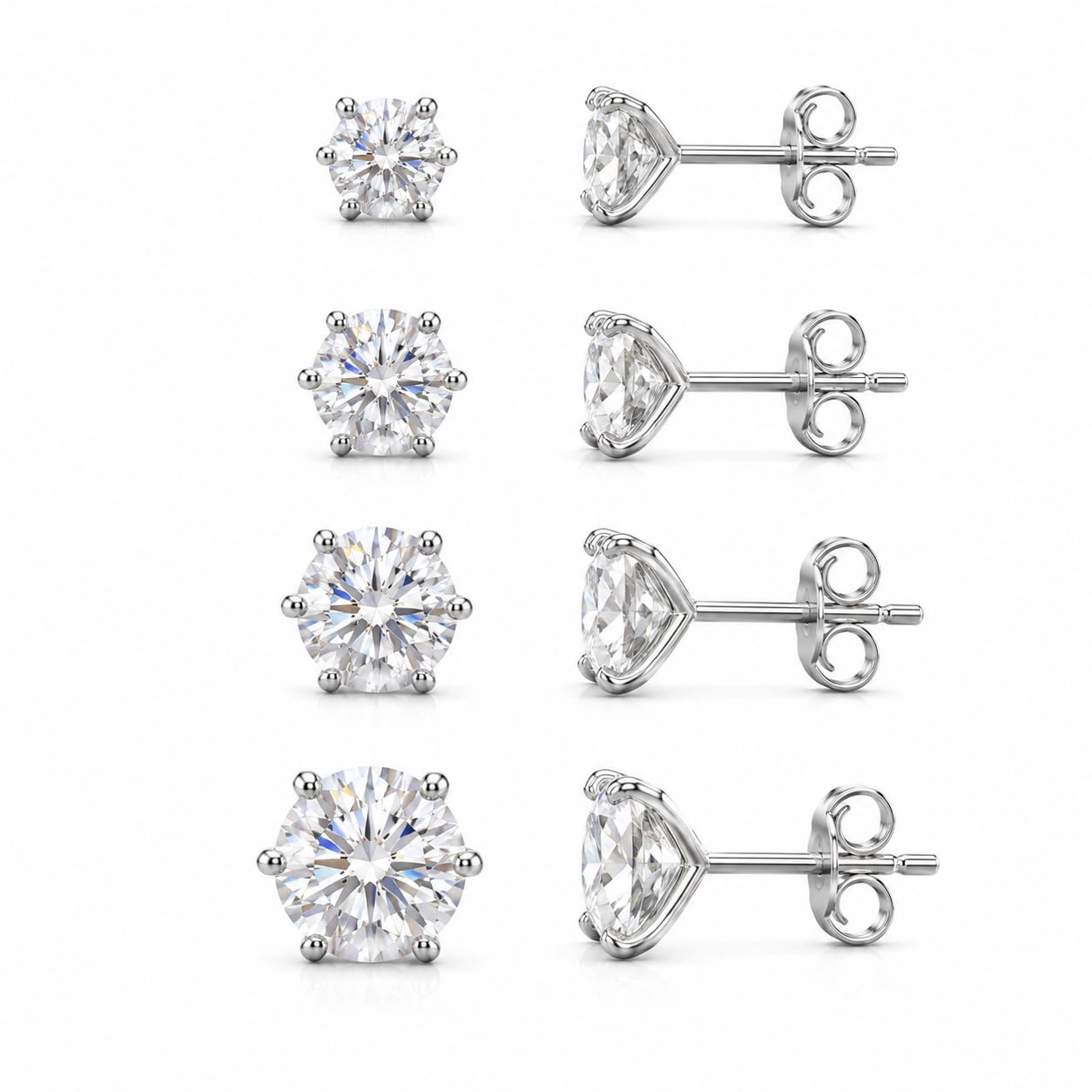 sechi Cubic Zircon Round Stud Earrings 925 Sterling Silver Single Stone Solitaire Earrings | Men & women | Boys and Girls | 6 Month Warranty-picture-30