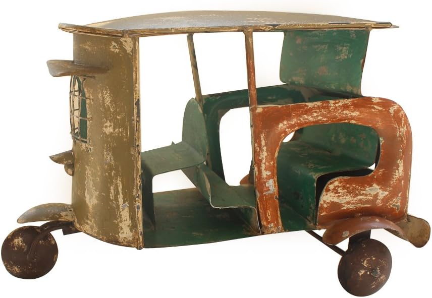 DeKulture Vintage Iron Tuk-Tuk Auto Rickshaw Miniature Figurine (Multicolour)