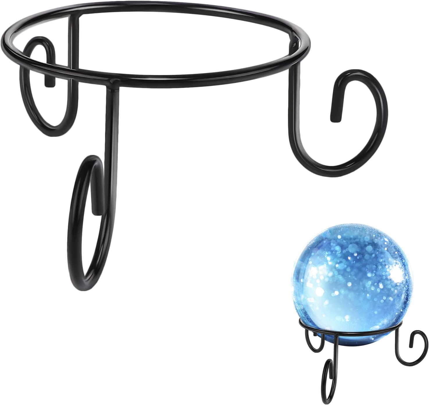 2 Pieces Wrought Iron Ball Display Stand Metal Gazing Globe Stand Round Crystal Ball Sphere Holder Decoration for Home Yards Garden Outdoor Indoor