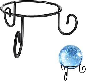 2 Pieces Wrought Iron Ball Display Stand Metal Gazing Globe Stand Round Crystal Ball Sphere Holder Decoration for Home Yards Garden Outdoor Indoor