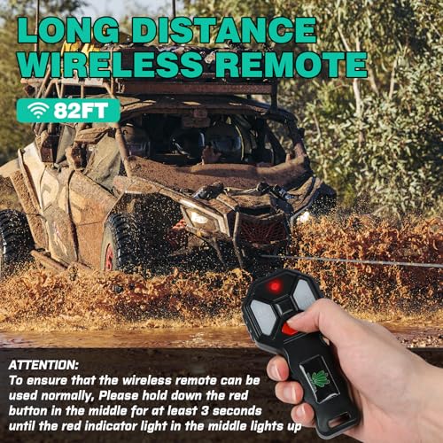 Image of 5500lbs ATV /UTV Winch with Synthetic Rope, Electric Boat Trailer Winch 12V, Waterproof Winch with 2 Wireless Remotes &Wired Switch,with Mounting Plate,Aluminium Fairlead