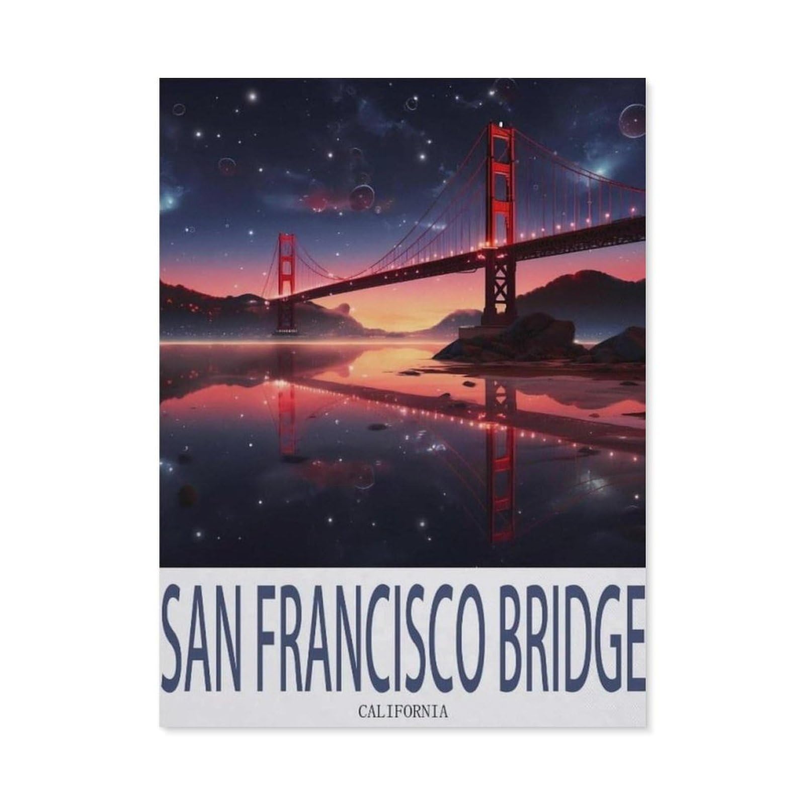 BEAYODKP 5D DIY Diamond Painting，San Francisco Bridge ， Starlight