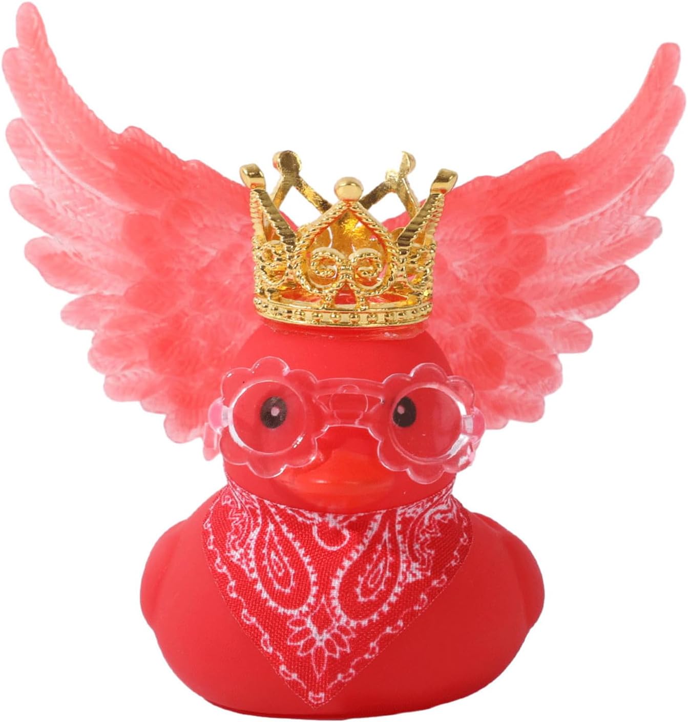 1PC Red Angels Ducks,Car Rubber Duck Car Decorations,Red Angel Duck, Duck Dashboard Decorations,Car Decorative Duck Accessories with Mini Crown,Glasses,Red Wings and Scarf