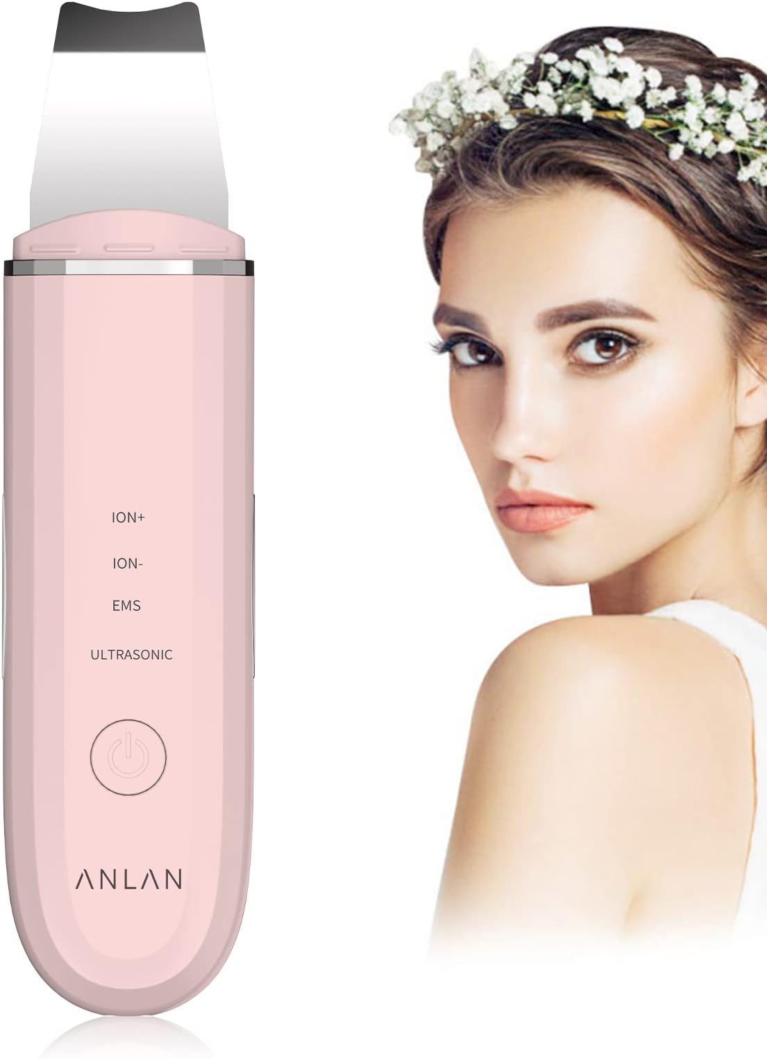 Facial Skin Scrubber,ANLAN Electric Ultrasonic EMS Ion Face Cleanser Blackhead Remover Pores Cleaner Wrinkle Remover Comedone Extractor Skin Care Massager USB Rechargeable Beauty Tool